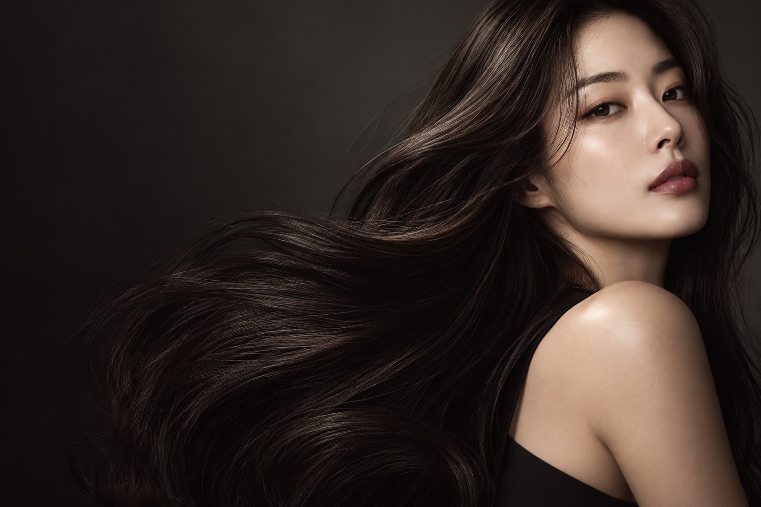윤기 있는 긴 머릿결을 표현한 쉬즈 헤어 콘셉트 화보